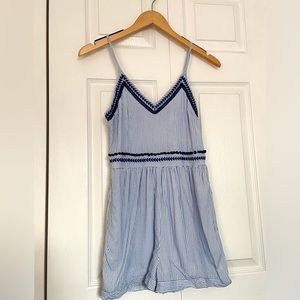 Blue and White Stripe Romper